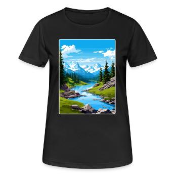 North Cascades National Park Travel Poster Card - Women's Breathable T-Shirt - black - Front - AI Model Female 172 light (172cm)
