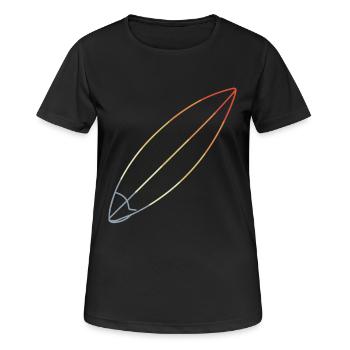 Surfbrett - Frauen T-Shirt atmungsaktiv - Schwarz - Vorne - AI Model Female 172 light (172cm)
