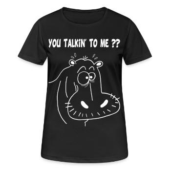 White hippopotamus - Women's Breathable T-Shirt - black - Front - AI Model Female 172 light (172cm)