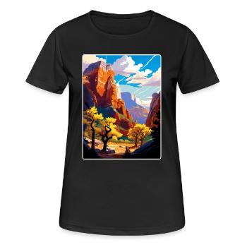 Parc national de Zion Arizona Affiche de voyage souvenir - T-shirt respirant Femme - noir - Devant - AI Model Female 172 light (172cm)