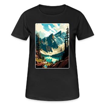 North Cascades National Park Travel Poster Card - Women's Breathable T-Shirt - black - Front - AI Model Female 172 light (172cm)