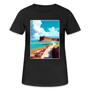 Affiche de voyage souvenir du parc national de Tortugas sèche - T-shirt respirant Femme - noir - Devant - AI Model Female 172 light (172cm)