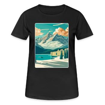 St. Moritz Ski Resort Mountain Travel Poster - Frauen T-Shirt atmungsaktiv - Schwarz - Vorne - AI Model Female 172 light (172cm)