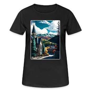 Vail Ski Resort Colorado Reiseposter Souvenir - Frauen T-Shirt atmungsaktiv - Schwarz - Vorne - AI Model Female 172 light (172cm)