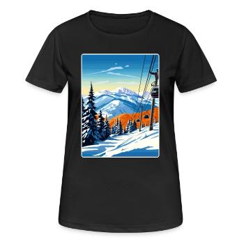 Aspen Ski Ski Voyage Affiche Peinture Souvenir WPA - T-shirt respirant Femme - noir - Devant - AI Model Female 172 light (172cm)