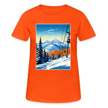 Aspen Ski Ski Voyage Affiche Peinture Souvenir WPA - T-shirt respirant Femme - orange néon - Devant - AI Model Female 172 dark (172cm)