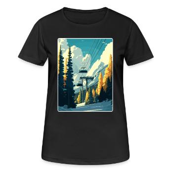 Aspen Ski Ski Voyage Affiche Peinture Souvenir WPA - T-shirt respirant Femme - noir - Devant - AI Model Female 172 light (172cm)