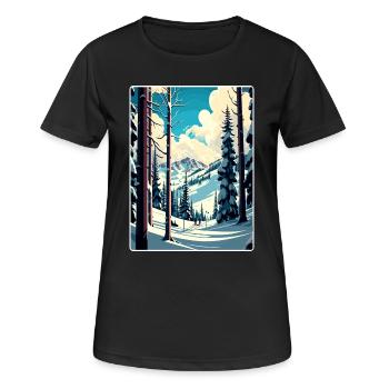 Aspen Ski Ski Voyage Affiche Peinture Souvenir WPA - T-shirt respirant Femme - noir - Devant - AI Model Female 172 light (172cm)