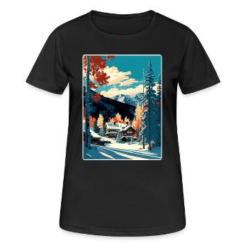 Aspen Ski Ski Voyage Affiche Peinture Souvenir WPA - T-shirt respirant Femme - noir - Devant - AI Model Female 172 light (172cm)