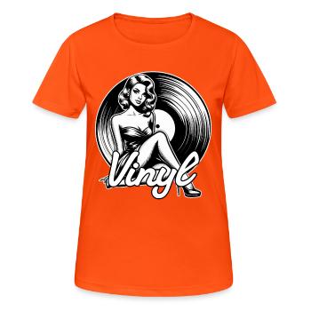 Disque vinyle musique femme cadeau - T-shirt respirant Femme - orange néon - Devant - AI Model Female 172 dark (172cm)