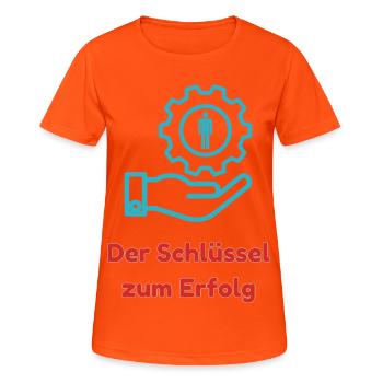 The key to success - Women's Breathable T-Shirt - neon orange - Front - AI Model Female 172 dark (172cm)