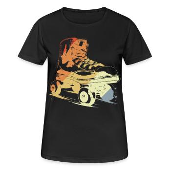 Retro Roller Skates Zeichnung - Frauen T-Shirt atmungsaktiv - Schwarz - Vorne - AI Model Female 172 light (172cm)
