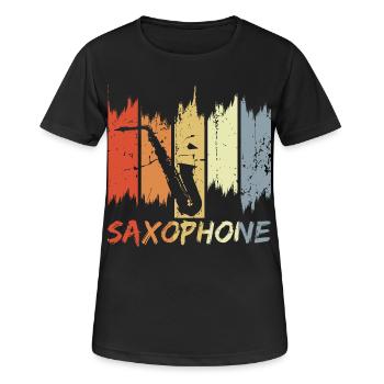 Vintage Saxophonist - Frauen T-Shirt atmungsaktiv - Schwarz - Vorne - AI Model Female 172 light (172cm)