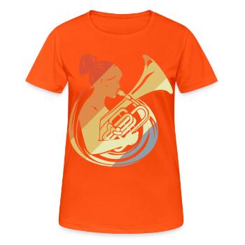 Tubaspielerin Vintage Look - Frauen T-Shirt atmungsaktiv - Neonorange - Vorne - AI Model Female 172 dark (172cm)