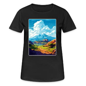 Olymp Griechenland Reiseposter Souvenir WPA - Frauen T-Shirt atmungsaktiv - Schwarz - Vorne - AI Model Female 172 light (172cm)
