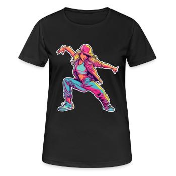 Retro Comic B-Girl - Frauen T-Shirt atmungsaktiv - Schwarz - Vorne - AI Model Female 172 light (172cm)
