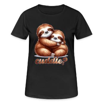 Faultiere Faultier kuscheln Geschenk - Frauen T-Shirt atmungsaktiv - Schwarz - Vorne - AI Model Female 172 light (172cm)