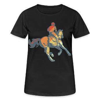 Reitsport - Frauen T-Shirt atmungsaktiv - Schwarz - Vorne - AI Model Female 172 light (172cm)