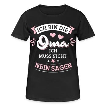 Ich bin die Oma ich muss nicht nein sagen - Frauen T-Shirt atmungsaktiv - Schwarz - Vorne - AI Model Female 172 light (172cm)