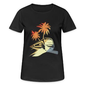 Eisenbahn Porträt - Frauen T-Shirt atmungsaktiv - Schwarz - Vorne - AI Model Female 172 light (172cm)