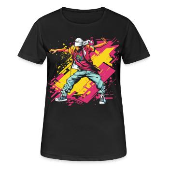 Breakdancer Graffiti - Frauen T-Shirt atmungsaktiv - Schwarz - Vorne - AI Model Female 172 light (172cm)