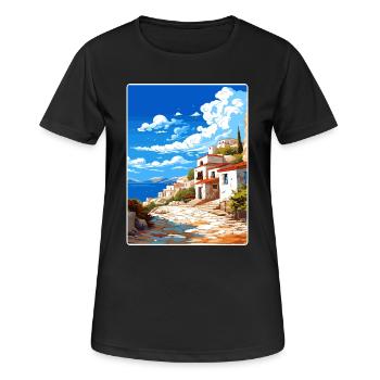 Péninsule de Mani Grèce Affiche de voyage Souvenir WPA - T-shirt respirant Femme - noir - Devant - AI Model Female 172 light (172cm)