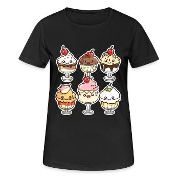 Eiscreme Karikatur - Frauen T-Shirt atmungsaktiv - Schwarz - Vorne - AI Model Female 172 light (172cm)