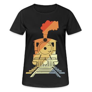 Eisenbahn Zeichnung Vintage Stil - Frauen T-Shirt atmungsaktiv - Schwarz - Vorne - AI Model Female 172 light (172cm)