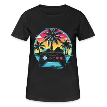Videospiele Vaporwave - Frauen T-Shirt atmungsaktiv - Schwarz - Vorne - AI Model Female 172 light (172cm)
