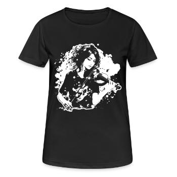 Weibliche Violinistin - Frauen T-Shirt atmungsaktiv - Schwarz - Vorne - AI Model Female 172 light (172cm)
