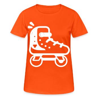 Rollschuhe Cartoon Stil - Frauen T-Shirt atmungsaktiv - Neonorange - Vorne - AI Model Female 172 dark (172cm)
