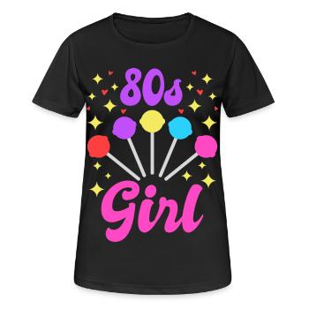 80er Mädel - Frauen T-Shirt atmungsaktiv - Schwarz - Vorne - AI Model Female 172 light (172cm)