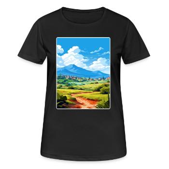 Berg Kreten Griechenland Vintage Reise Poster Souvenir - Frauen T-Shirt atmungsaktiv - Schwarz - Vorne - AI Model Female 172 light (172cm)