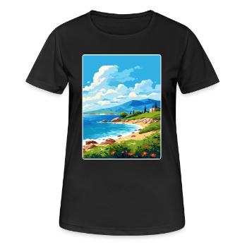 Péninsule de Mani Grèce Affiche de voyage Souvenir WPA - T-shirt respirant Femme - noir - Devant - AI Model Female 172 light (172cm)