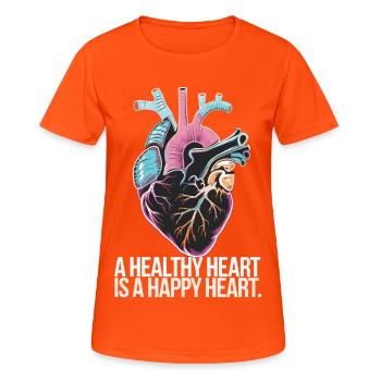 Coeur avec anatomie colorée et message d’amour - T-shirt respirant Femme - orange néon - Devant - AI Model Female 172 dark (172cm)