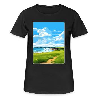 Bude Cornwall England Reiseposter Souvenir WPA - Frauen T-Shirt atmungsaktiv - Schwarz - Vorne - AI Model Female 172 light (172cm)