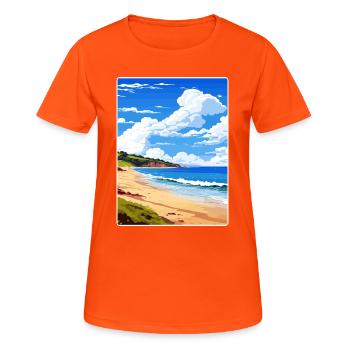 Maenporth Cornwall England Reiseposter Souvenir - Frauen T-Shirt atmungsaktiv - Neonorange - Vorne - AI Model Female 172 dark (172cm)