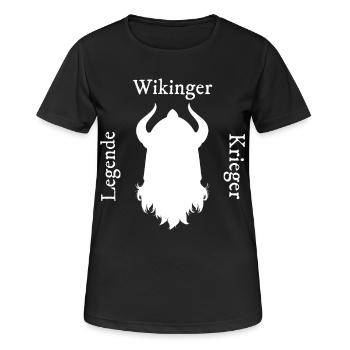 Wikinger Kriegergeist - Frauen T-Shirt atmungsaktiv - Schwarz - Vorne - AI Model Female 172 light (172cm)