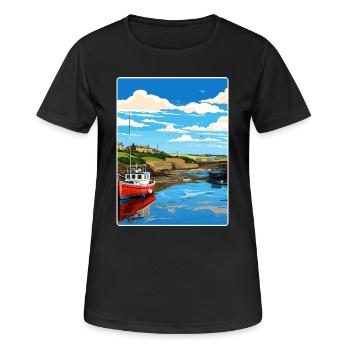 Bude Cornwall England Reiseposter Souvenir WPA - Frauen T-Shirt atmungsaktiv - Schwarz - Vorne - AI Model Female 172 light (172cm)
