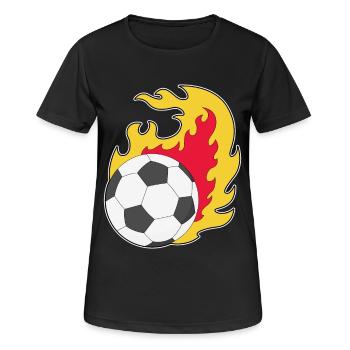 Feuerball Fußball - Frauen T-Shirt atmungsaktiv - Schwarz - Vorne - AI Model Female 172 light (172cm)