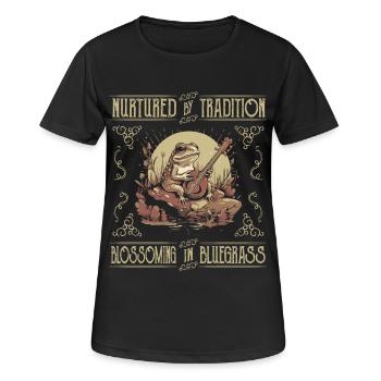 Nurtured by tradition blossoming in bluegrass - Frauen T-Shirt atmungsaktiv - Schwarz - Vorne - AI Model Female 172 light (172cm)