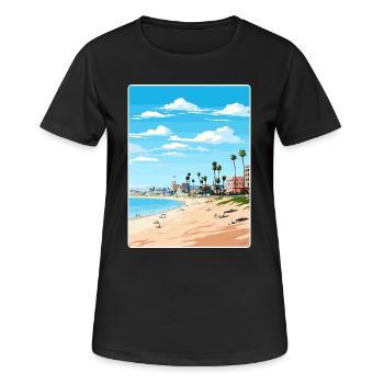 Manhattan Beach Californie Affiche de voyage souvenir - T-shirt respirant Femme - noir - Devant - AI Model Female 172 light (172cm)