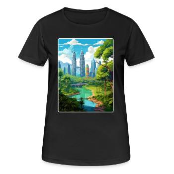 Kuala Lumpur Malaysia Reiseposter Souvenir WPA - Frauen T-Shirt atmungsaktiv - Schwarz - Vorne - AI Model Female 172 light (172cm)