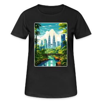 Kuala Lumpur Malaysia Reiseposter Souvenir WPA - Frauen T-Shirt atmungsaktiv - Schwarz - Vorne - AI Model Female 172 light (172cm)