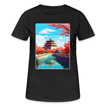 Pékin Chine Voyage Affiche Souvenir Peinture WPA - T-shirt respirant Femme - noir - Devant - AI Model Female 172 light (172cm)