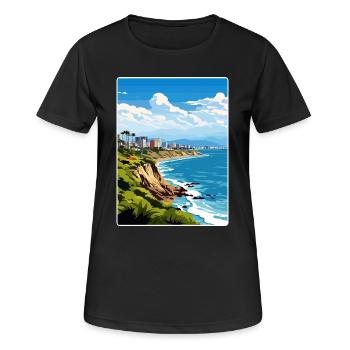 Lima Peru Reise Poster Souvenir Postkarte Malerei - Frauen T-Shirt atmungsaktiv - Schwarz - Vorne - AI Model Female 172 light (172cm)