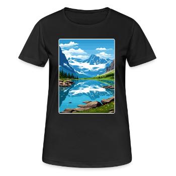 Gletscher-Nationalpark Reiseposter Souvenir WPA - Frauen T-Shirt atmungsaktiv - Schwarz - Vorne - AI Model Female 172 light (172cm)