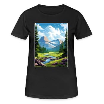 Gletscher-Nationalpark Reiseposter Souvenir WPA - Frauen T-Shirt atmungsaktiv - Schwarz - Vorne - AI Model Female 172 light (172cm)