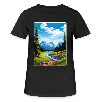 Gletscher-Nationalpark Reiseposter Souvenir WPA - Frauen T-Shirt atmungsaktiv - Schwarz - Vorne - AI Model Female 172 light (172cm)