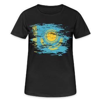 Kasachstan Flagge used - Frauen T-Shirt atmungsaktiv - Schwarz - Vorne - AI Model Female 172 light (172cm)